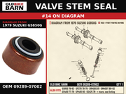 VALVE STEM SEAL OEM 09289-07002 diagram #14 from 1979 SUZUKI GS850G | Old Bike Barn