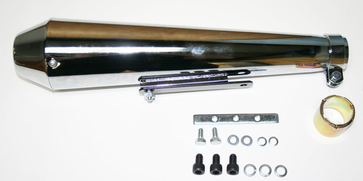 Universal motorcycle Chrome Shortly Reverse Cone Megaphone Universal Muffler 17 1/2" Long