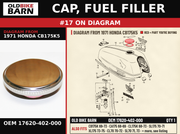 CAP, FUEL FILLER OEM 17620-402-000 diagram #17 from 1971 HONDA CB175K5 | Old Bike Barn