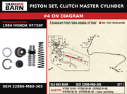 PISTON SET, CLUTCH MASTER CYLINDER OEM 22886-MB0-305 diagram #4 from 1984 HONDA VF750F | Old Bike Barn