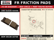 FR FRICTION PADS OEM 59130-16750 diagram #5 from 1985 SUZUKI GS550L | Old Bike Barn