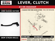 LEVER, CLUTCH OEM 57620-49111 diagram #3 from 1980 SUZUKI GS750E | Old Bike Barn