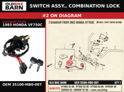 SWITCH ASSY., COMBINATION LOCK OEM 35100-MB0-007 diagram #2 from 1983 HONDA VF750C | Old Bike Barn