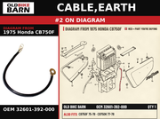 CABLE,EARTH OEM 32601-392-000 diagram #2 from 1975 HONDA CB750F | Old Bike Barn