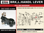 BRK,L.HANDL LEVER OEM 53172-MG2-010 diagram #21 from 1983 HONDA XL600R | Old Bike Barn