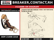 BREAKER,CONTACT,RH OEM 21008-1010 diagram #21008B from 1982 KAWASAKI KZ305-B1 CSR BELT | Old Bike Barn
