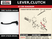 LEVER,CLUTCH OEM 57620-49101 diagram #3 from 1981 SUZUKI DR500 | Old Bike Barn