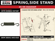 SPRING,SIDE STAND OEM 50541-445-010 diagram #6 from 1979 HONDA CB750F | Old Bike Barn