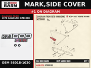 MARK,SIDE COVER OEM 56018-1020 diagram #1 from 1978 KAWASAKI KZ1000D | Old Bike Barn