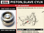 PISTON,SLAVE CYLN OEM 22863-MJ8-003 diagram #7 from 1988 HONDA GL1500 | Old Bike Barn