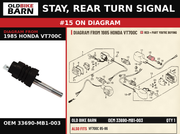 STAY, REAR TURN SIGNAL OEM 33690-MB1-003 diagram #15 from 1985 HONDA VT700C | Old Bike Barn