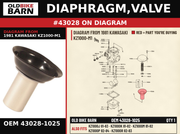 DIAPHRAGM,VALVE OEM 43028-1025 diagram #43028 from 1981 KAWASAKI KZ1000-M1 | Old Bike Barn