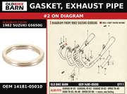 GASKET, EXHAUST PIPE OEM 14181-05010 diagram #2 from 1982 SUZUKI GS650G | Old Bike Barn