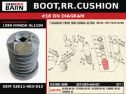 BOOT,RR.CUSHION OEM 52611-463-013 diagram #18 from 1980 HONDA GL1100 | Old Bike Barn