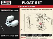 FLOAT SET OEM 16013-439-921 diagram #3 from 1984 HONDA ATC200M | Old Bike Barn