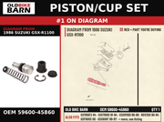 PISTON/CUP SET OEM 59600-45860 diagram #1 from 1986 SUZUKI GSX-R1100 | Old Bike Barn