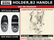 HOLDER,B2 HANDLE OEM 95014-22200 diagram #63 from 1974 HONDA CB200B | Old Bike Barn