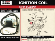 IGNITION COIL OEM 30500-950-405 diagram #2 from 1972 HONDA XL250 | Old Bike Barn