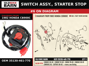 SWITCH ASSY., STARTER STOP OEM 35130-461-770 diagram #6 from 1982 HONDA CB900C | Old Bike Barn