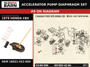 ACCELERATOR PUMP DIAPHRAGM SET OEM 16021-422-004 diagram #9 from 1979 HONDA CBX | Old Bike Barn