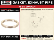 GASKET, EXHAUST PIPE OEM 14181-01D00 diagram #1 from 1990 SUZUKI GS500E | Old Bike Barn