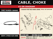CABLE, CHOKE OEM 17950-425-000 diagram #3 from 1982 HONDA CB900C | Old Bike Barn
