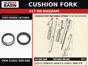 CUSHION FORK OEM 51601-300-000 diagram #17 from 1969 HONDA CB750K0 | Old Bike Barn