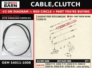 CABLE,CLUTCH OEM 54011-1008 diagram #2 from 1978 KAWASAKI KZ650-D1 | Old Bike Barn
