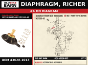 DIAPHRAGM, RICHER OEM 43028-1013 diagram #4 from 1979 KAWASAKI KZ1300-A1 | Old Bike Barn