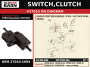 SWITCH,CLUTCH OEM 27010-1094 diagram #27010 from 1998 KAWASAKI VN750A | Old Bike Barn