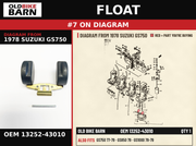 FLOAT OEM 13252-43010 diagram #7 from 1978 SUZUKI GS750 | Old Bike Barn