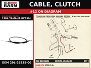 CABLE, CLUTCH OEM 29L-26335-00 diagram #12 from 1984 YAMAHA RZ350L | Old Bike Barn