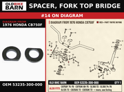 SPACER, FORK TOP BRIDGE OEM 53235-300-000 diagram #14 from 1976 HONDA CB750F | Old Bike Barn