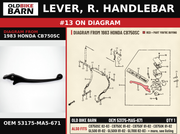 LEVER, R. HANDLEBAR OEM 53175-MA5-671 diagram #13 from 1983 HONDA CB750SC | Old Bike Barn