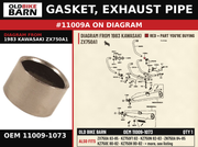 GASKET, EXHAUST PIPE OEM 11009-1073 diagram #11009A from 1983 KAWASAKI ZX750A1 | Old Bike Barn