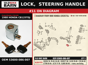 LOCK,  STEERING HANDLE OEM 53600-086-007 diagram #11 from 1988 HONDA CB125TDJ | Old Bike Barn