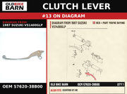 CLUTCH LEVER OEM 57620-38B00 diagram #13 from 1987 SUZUKI VS1400GLP | Old Bike Barn