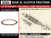 DISK B, CLUTCH FRICTION OEM 22202-425-000 diagram #4 from 1983 HONDA CB1000C | Old Bike Barn