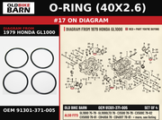 O-RING (40X2.6) OEM 91301-371-005 diagram #17 from 1979 HONDA GL1000 | Old Bike Barn