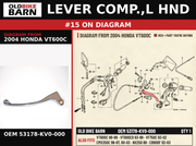 LEVER COMP.,L HND OEM 53178-KV0-000 diagram #15 from 2004 HONDA VT600C | Old Bike Barn