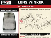LENS,WINKER OEM 33402-431-782 diagram #3 from 1979 HONDA CB650 | Old Bike Barn
