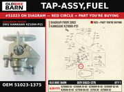 TAP-ASSY,FUEL OEM 51023-1375 diagram #51023 from 2002 KAWASAKI KZ1000-P21 | Old Bike Barn
