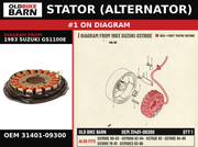 STATOR (ALTERNATOR) OEM 31401-09300 diagram #1 from 1983 SUZUKI GS1100E | Old Bike Barn