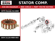 STATOR COMP. OEM 31120-MB9-003 diagram #20 from 1975 HONDA GL1000 | Old Bike Barn