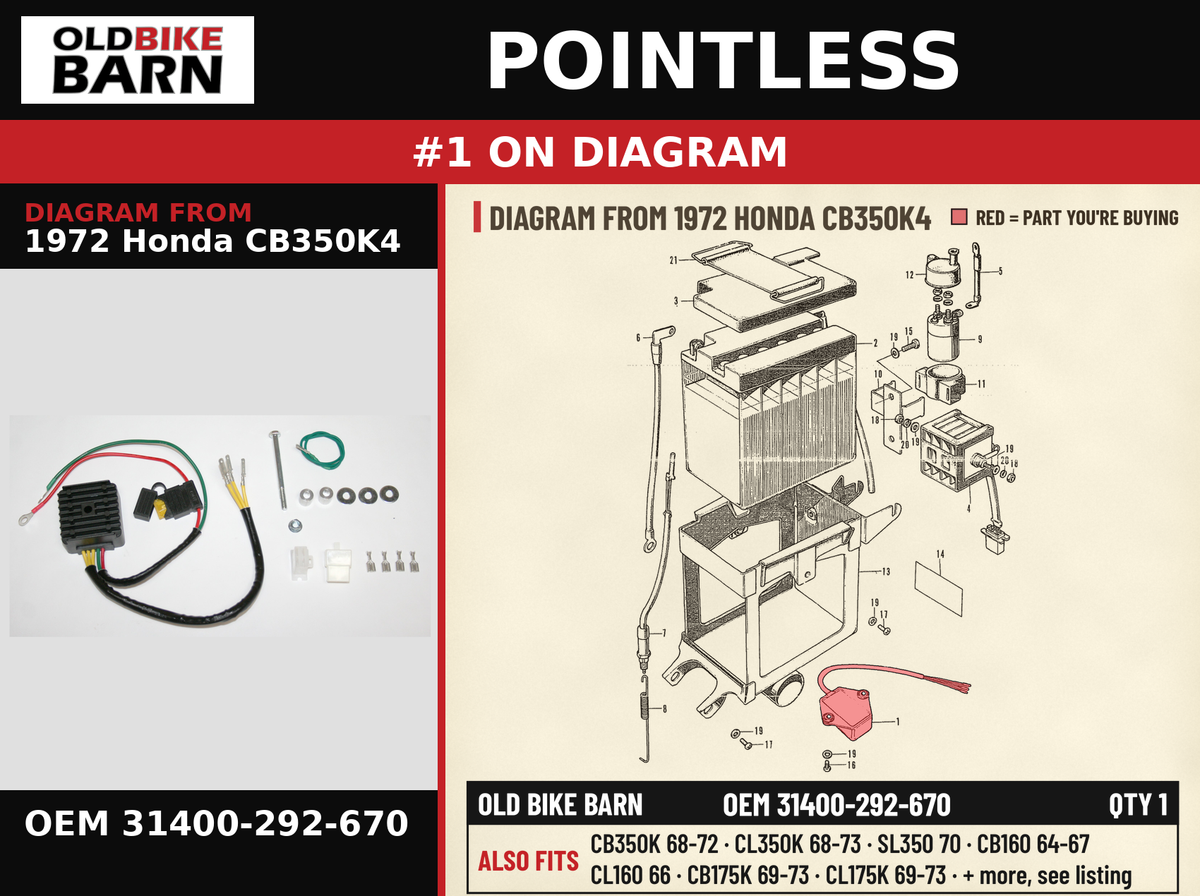 POINTLESS OEM 31400-292-670 diagram #1 from 1972 HONDA CB350K4 | Old Bike Barn