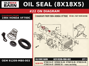 OIL SEAL (8X18X5) OEM 91209-MB0-003 diagram #22 from 1984 HONDA VF700C | Old Bike Barn