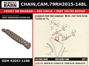 CHAIN,CAM,79RH2015-148L OEM 92057-1188 diagram #92057 from 1992 KAWASAKI EX500-A6 | Old Bike Barn