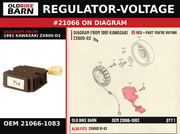 REGULATOR-VOLTAGE OEM 21066-1083 diagram #21066 from 1991 KAWASAKI ZX600-D2 | Old Bike Barn