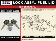 LOCK ASSY., FUEL LID OEM 77234-MCA-003 diagram #10 from 2001 HONDA GL1800 | Old Bike Barn