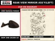 REAR VIEW MIRROR ASS'Y(LEFT) OEM 3HE-26280-10 diagram #19 from 1989 YAMAHA FZR600 | Old Bike Barn